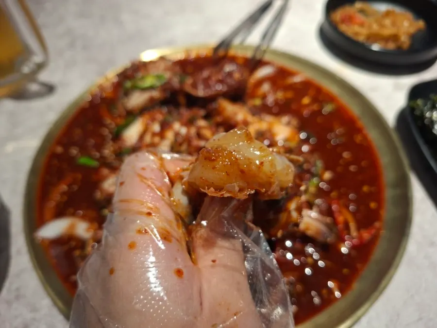 Crab prepared in easy-to-eat pieces