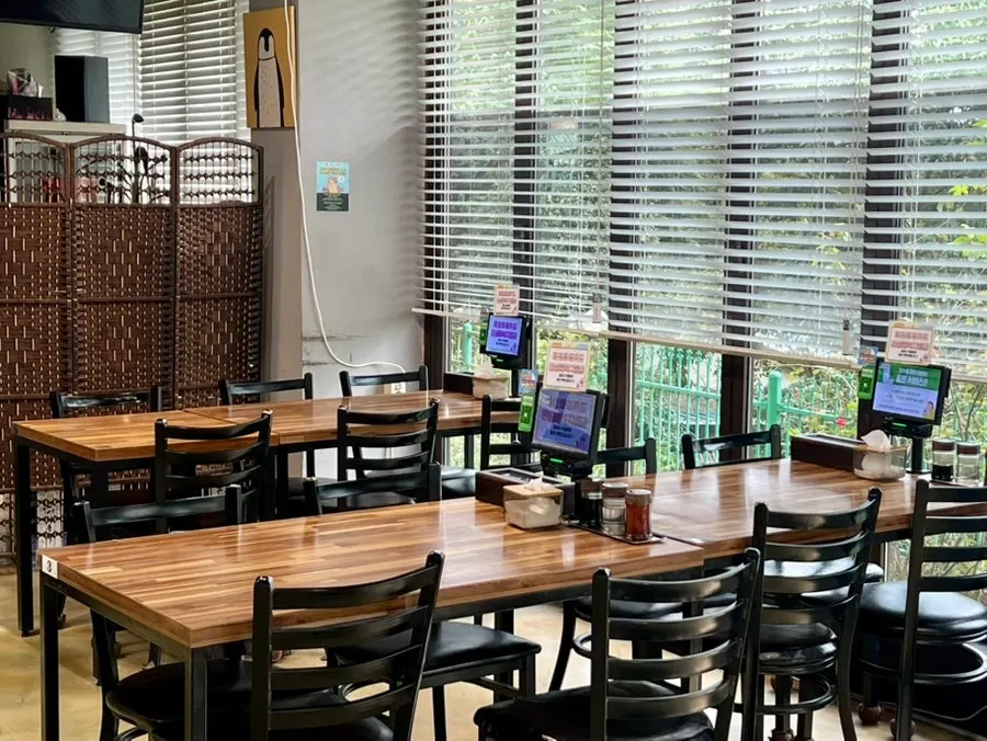 Restaurant interior with generously spaced tables