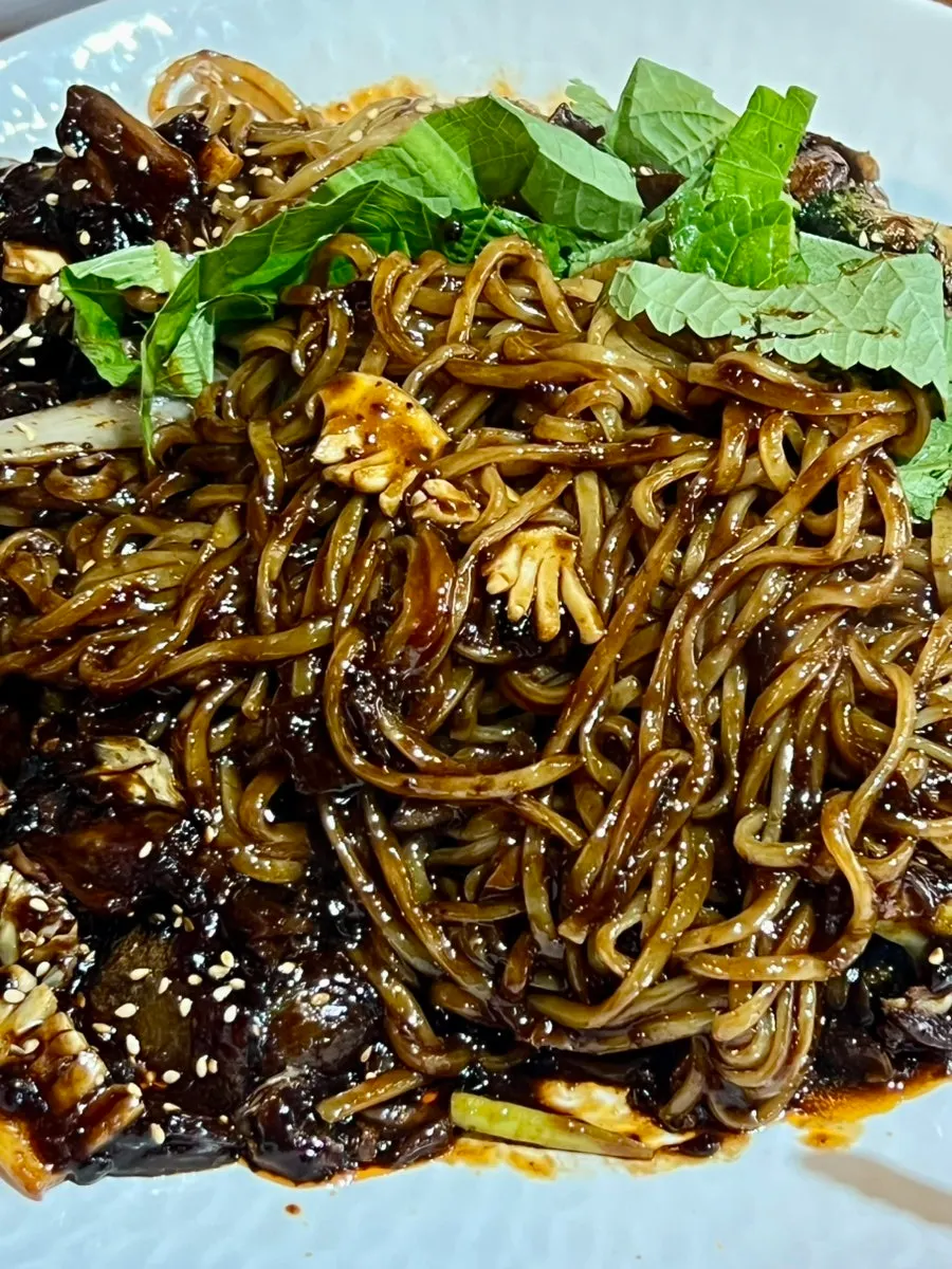 Tray jjajang with a clean, savory flavor