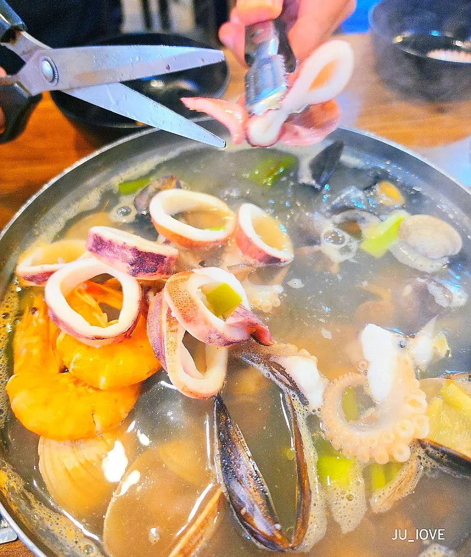 A plate of seafood picked out to eat