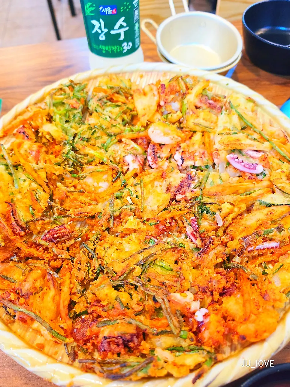 A plate full of king seafood pajeon