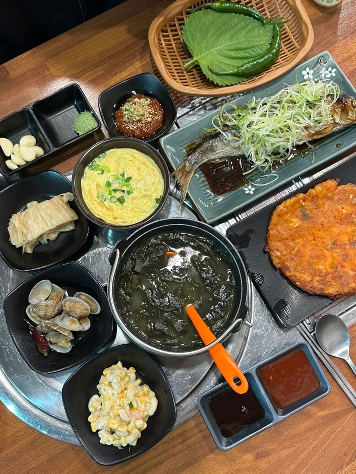 Generous spread of banchan