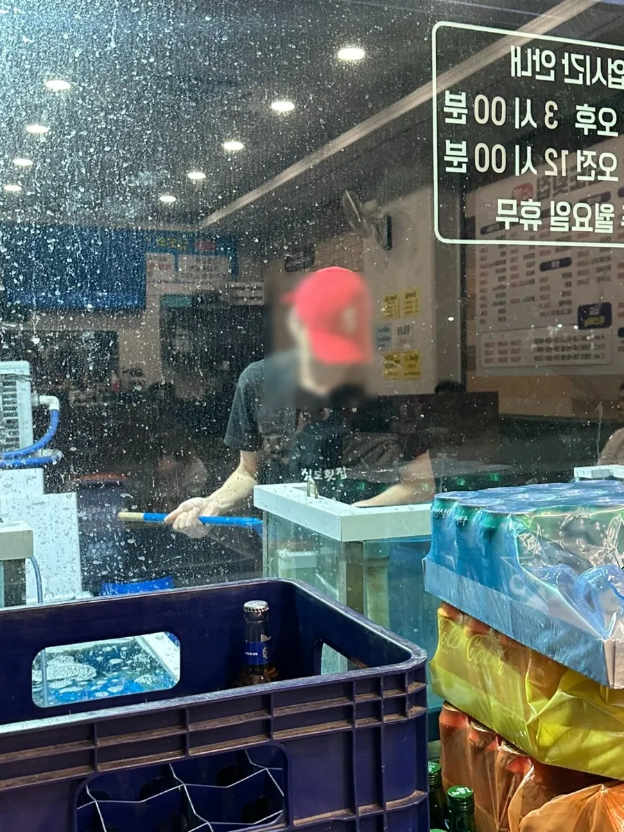 Seafood being prepared at the restaurant