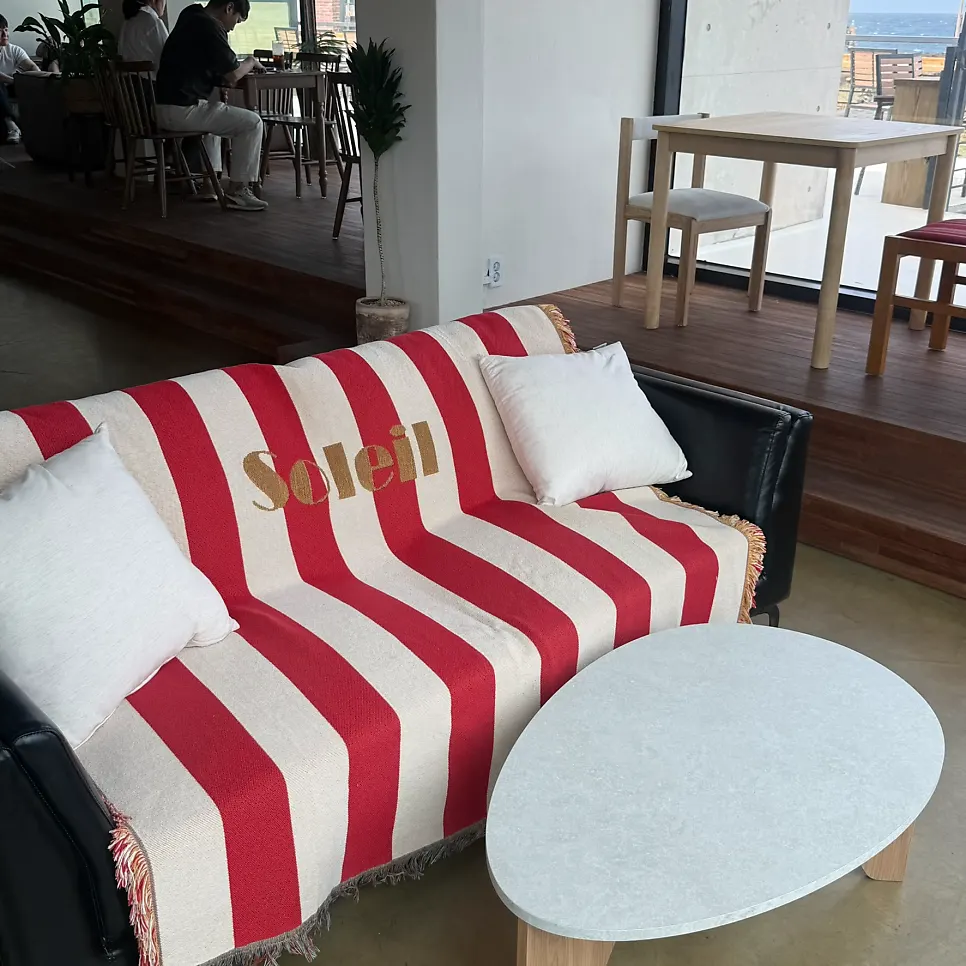 The Jeju sea as seen from the window at Aewolbon Café