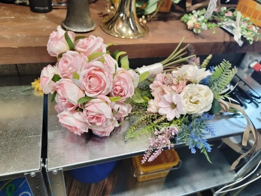 Bright artificial flower bouquet prop