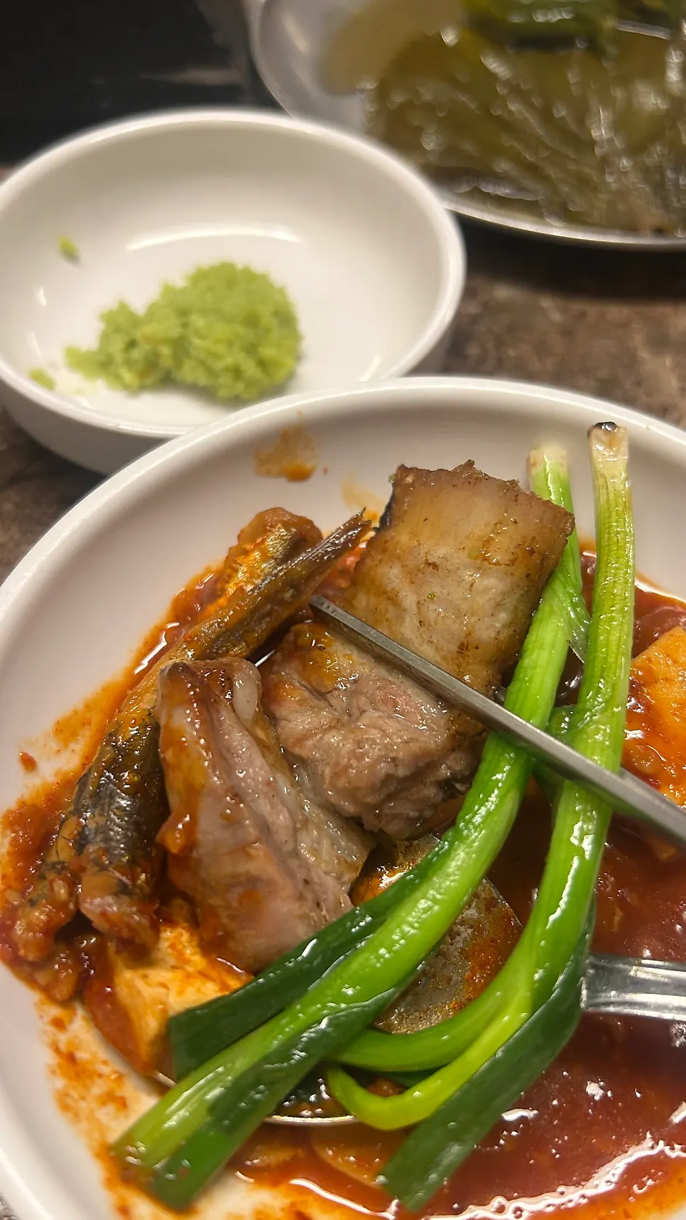 Black pork dipped fully into meljorim