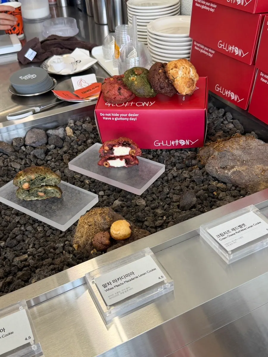 Levain cookies arranged on display