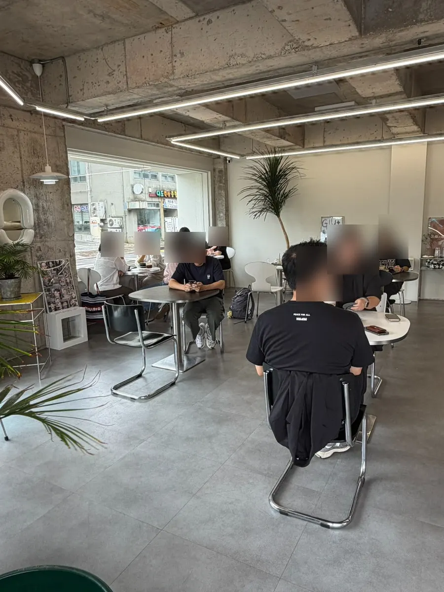 Seating in the café's tasteful interior