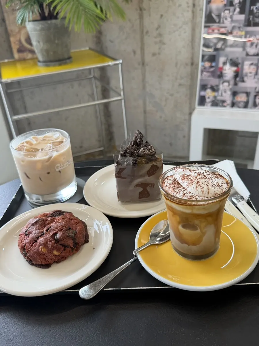 Drinks and desserts set out on the table