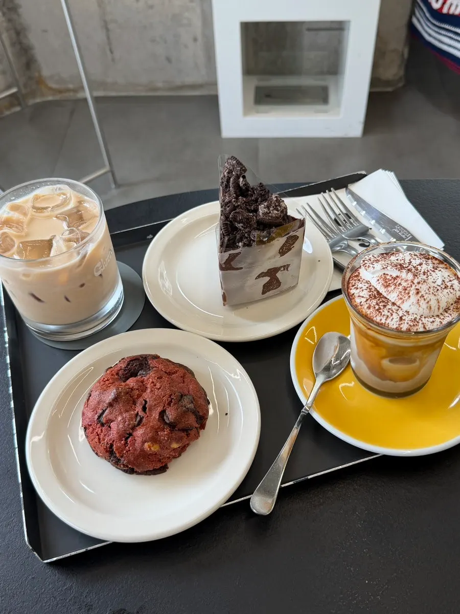 A full dessert spread after a meal