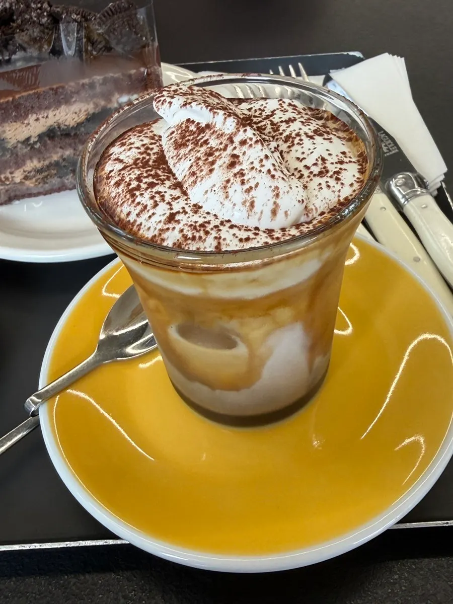 Cream latte at Gluttony Coffee