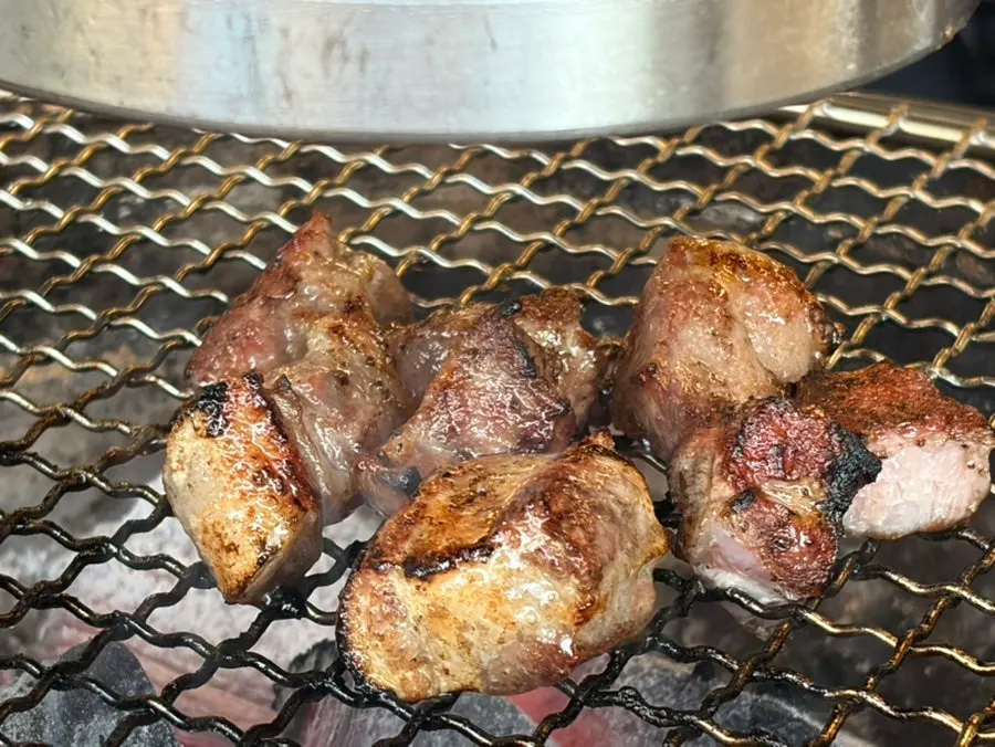 The last of the meat and garlic grilled to the very end