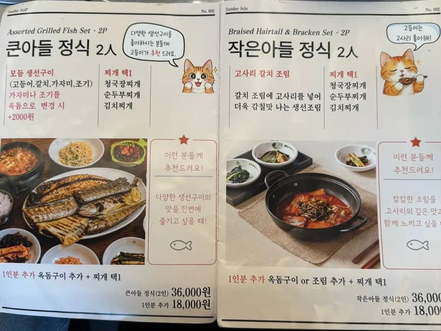Restaurant set-meal menu information