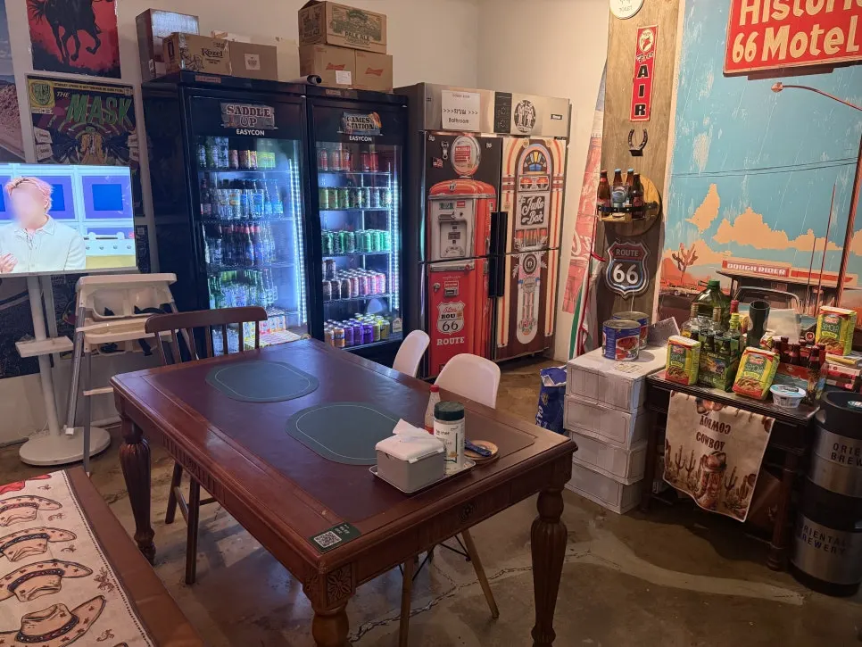 Variety of seating including bar table and sofa seats