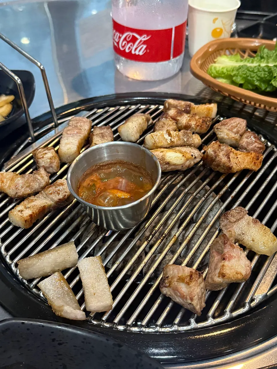 Additional plate of black pork cuts, grilled by section