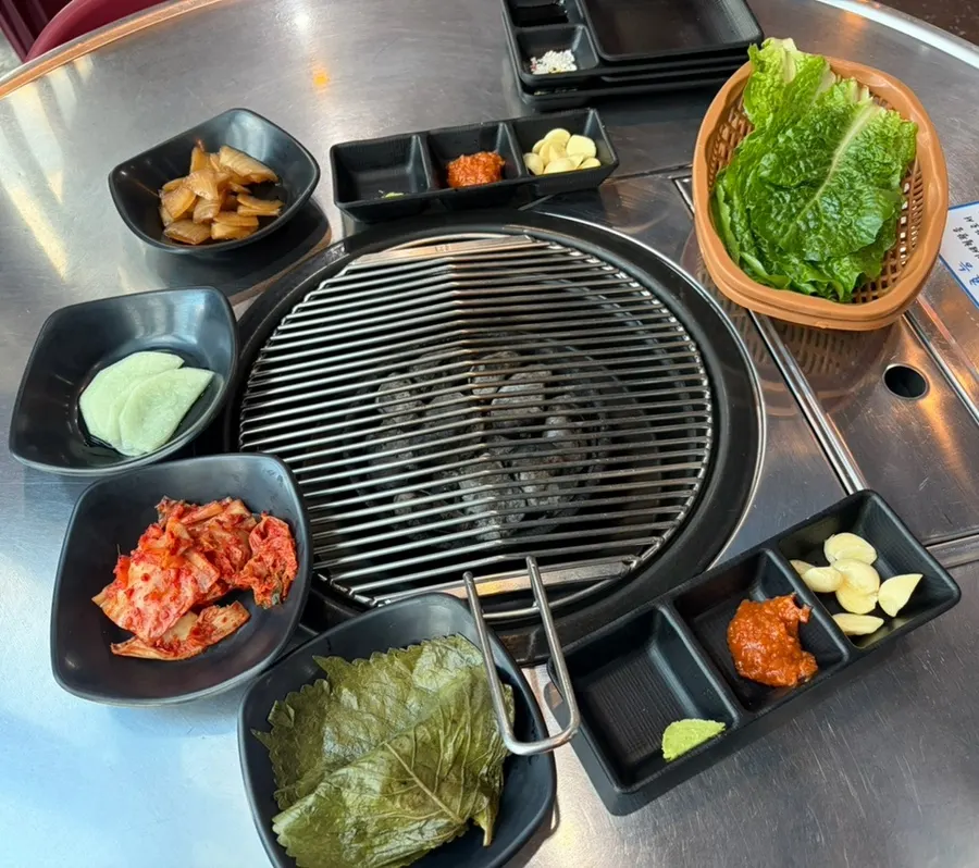 Side dishes set out at the reserved table