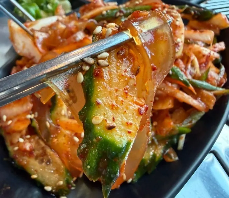Plate of sweet and tangy glass noodle cucumber salad