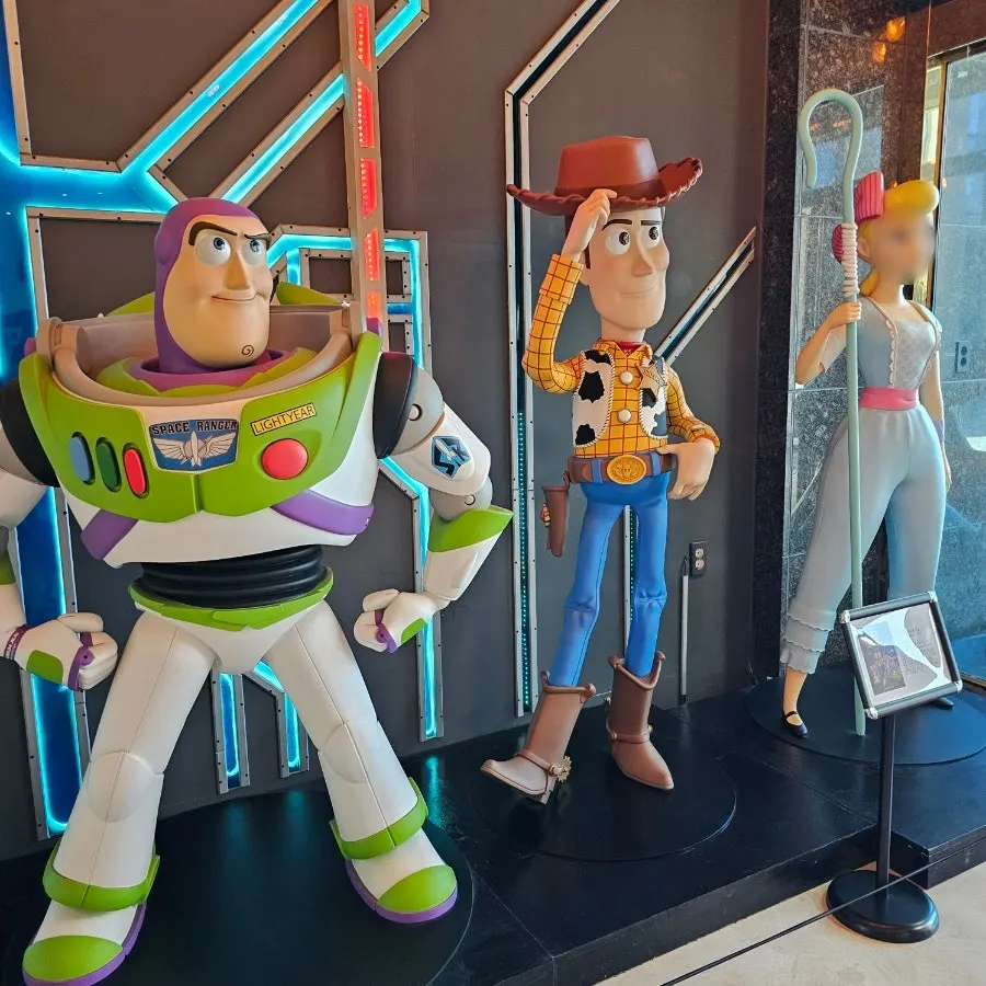 Display case of classic character figures