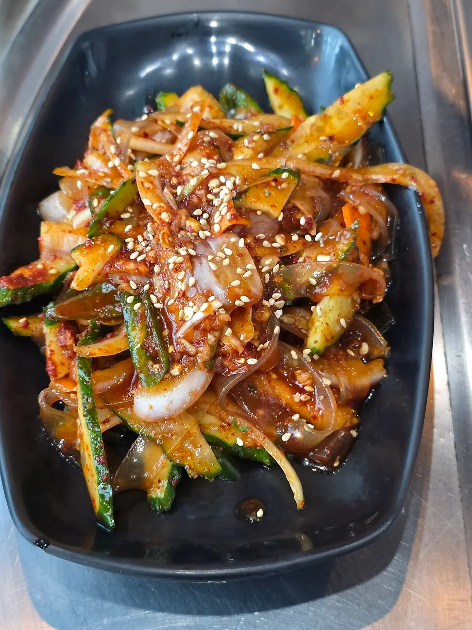 Cucumber salad with flat glass noodles