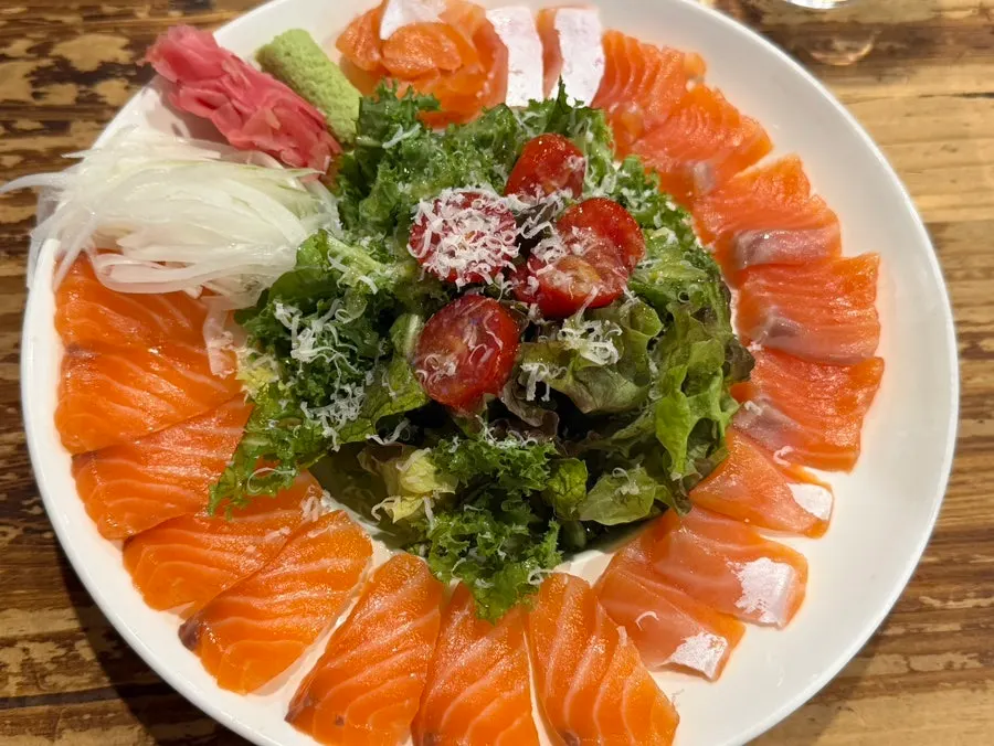 Plate of Cultured's raw salmon salad