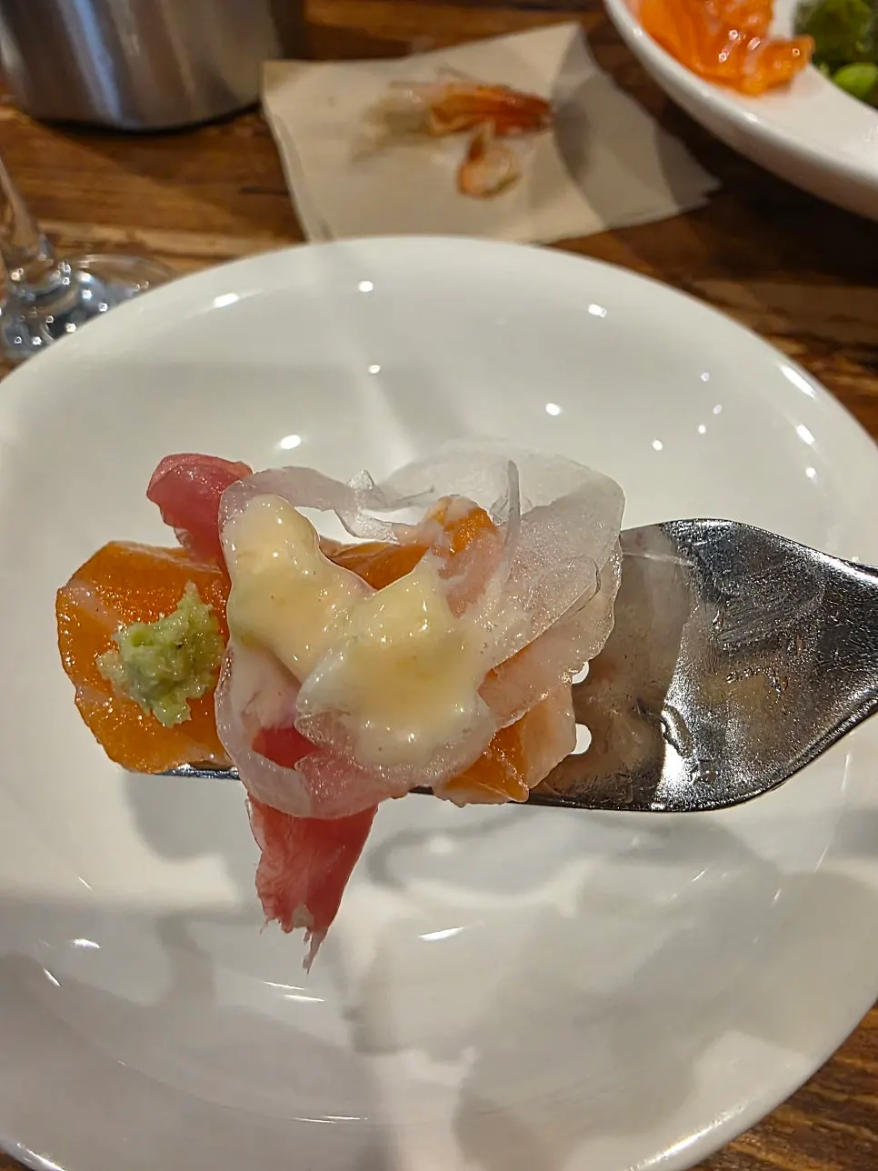 Oil pasta noodles lifted with a fork