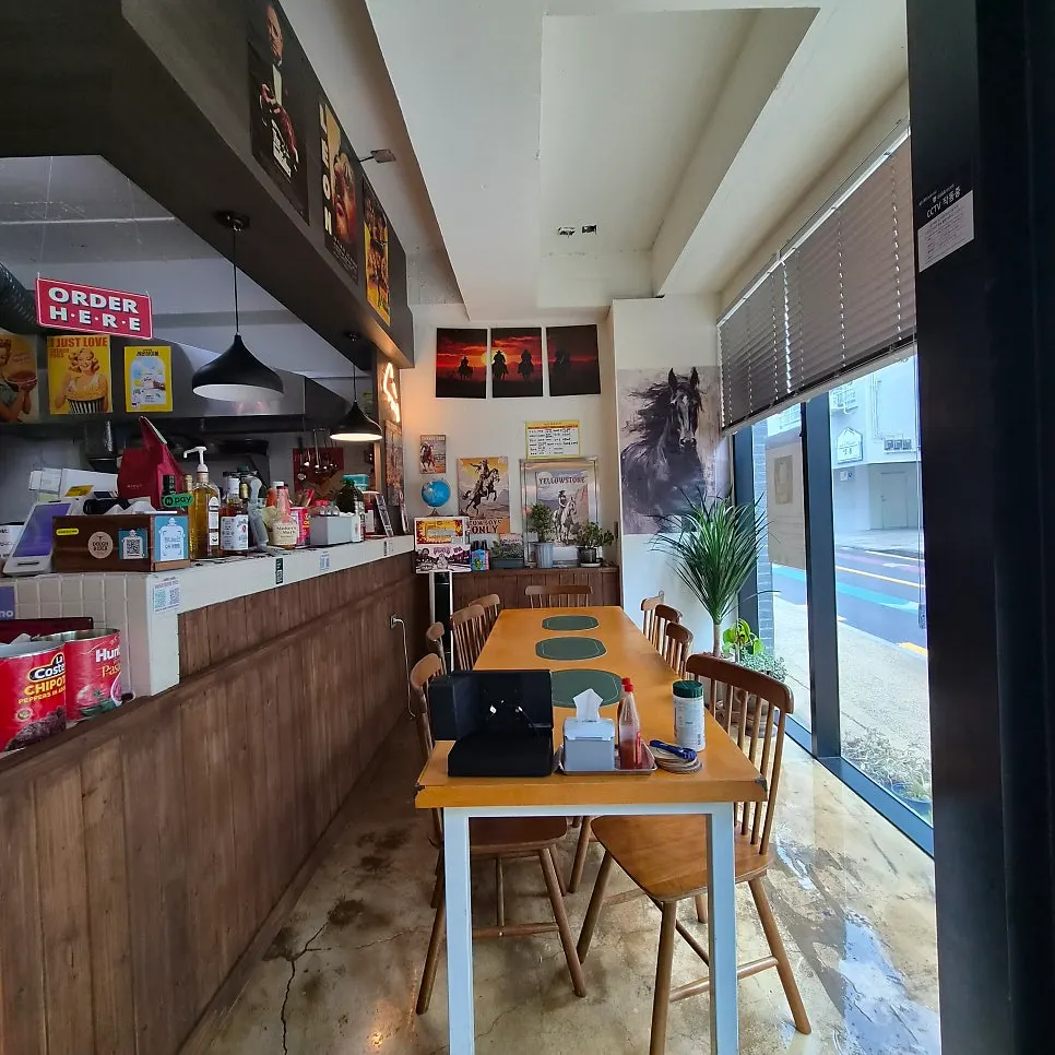 Seating and interior design at Dough Rider