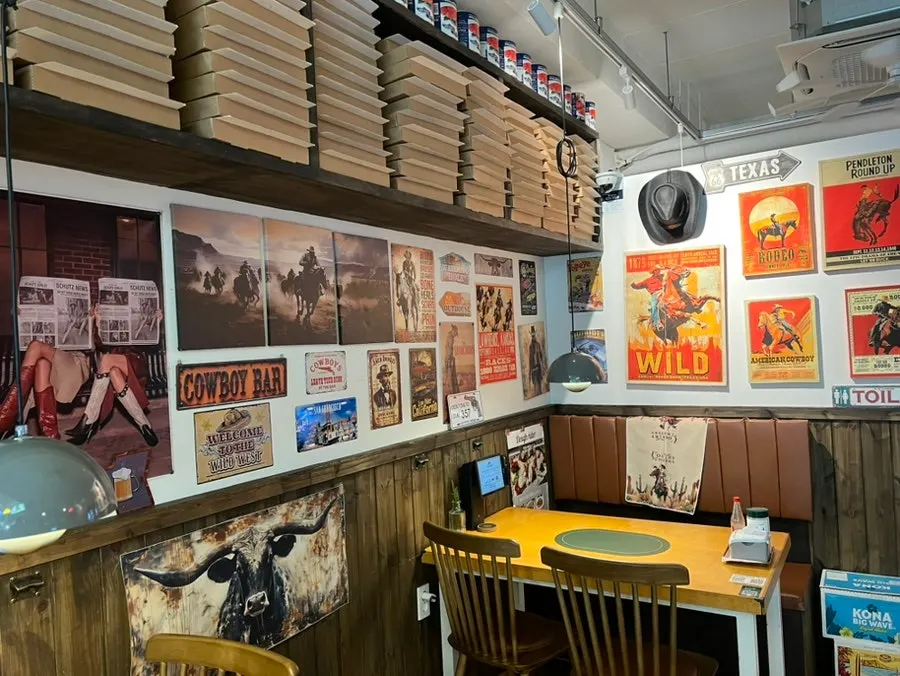 A corner of the restaurant with exotic decor