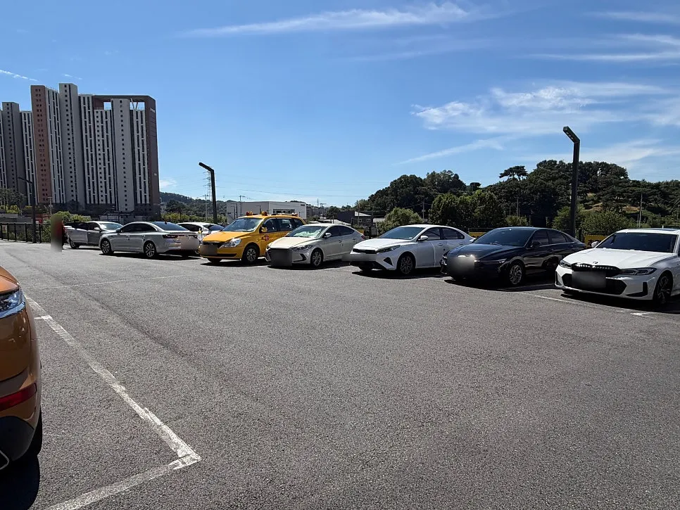 The larger free parking lot behind the building