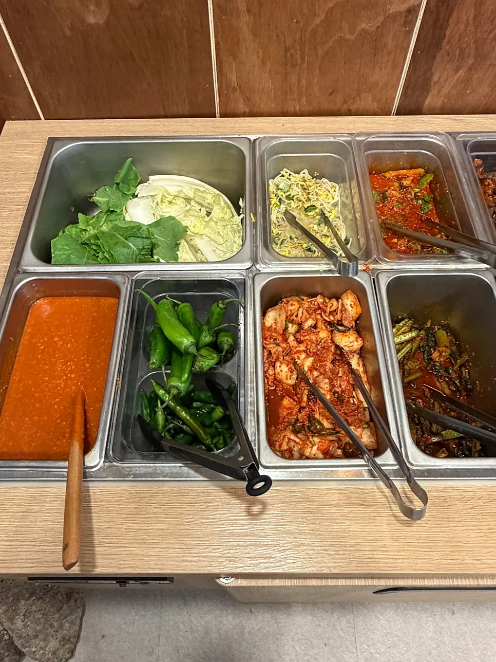 Fried chicken set out at the salad bar
