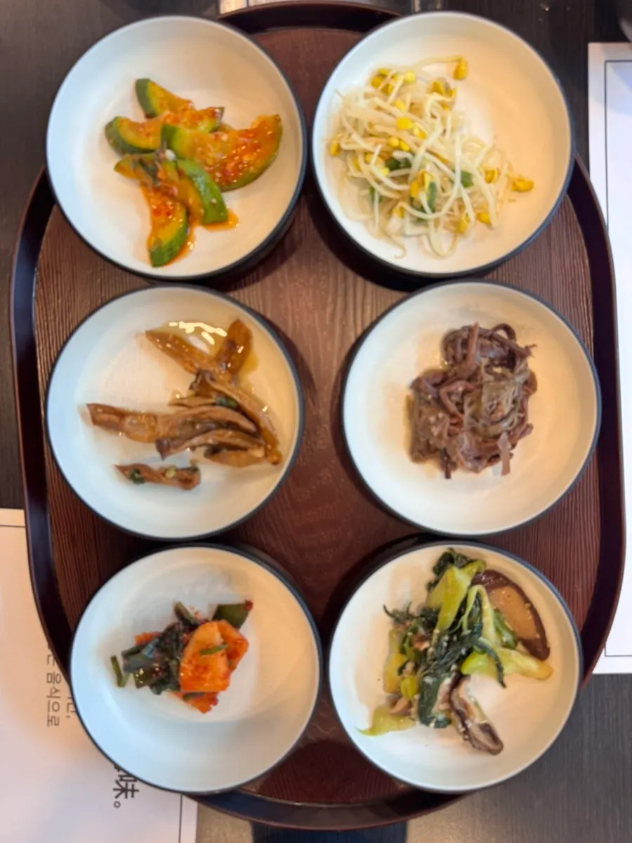 Pork stir-fry alongside basic banchan