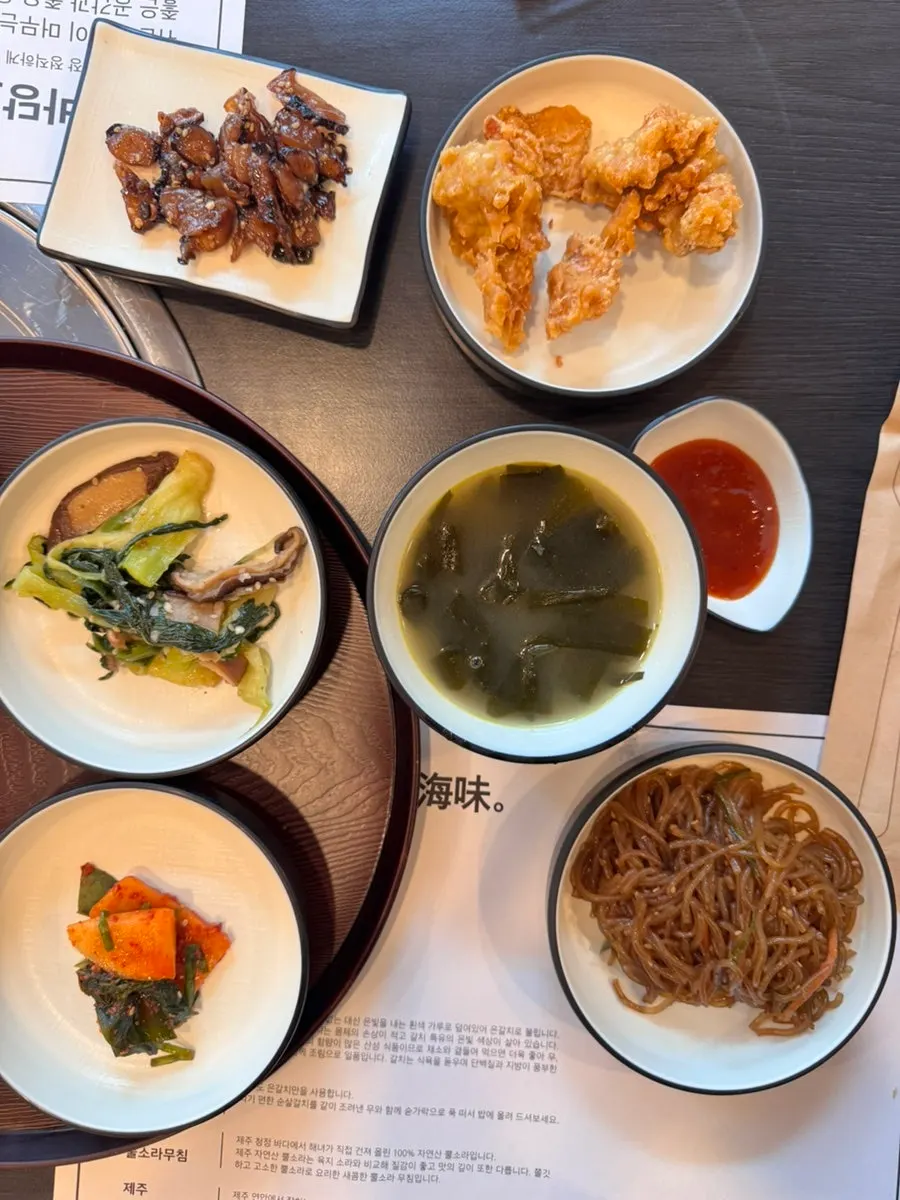 Lunch table set with side dishes