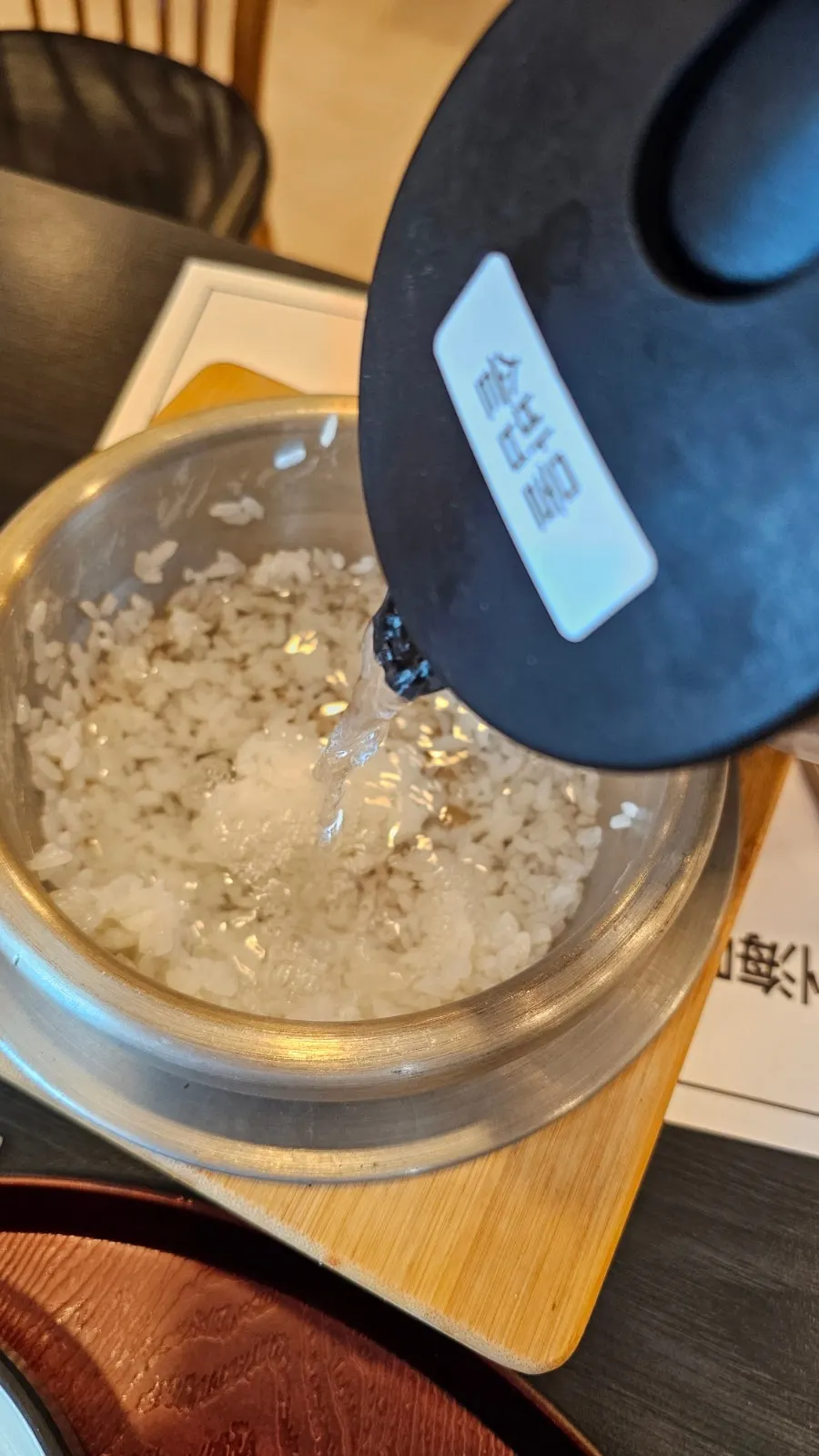 Pot rice scooped out into a bowl