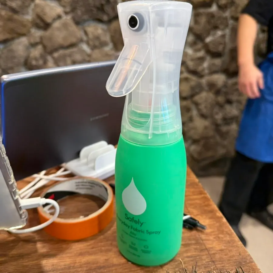 Clothing deodorizer spray placed at the entrance