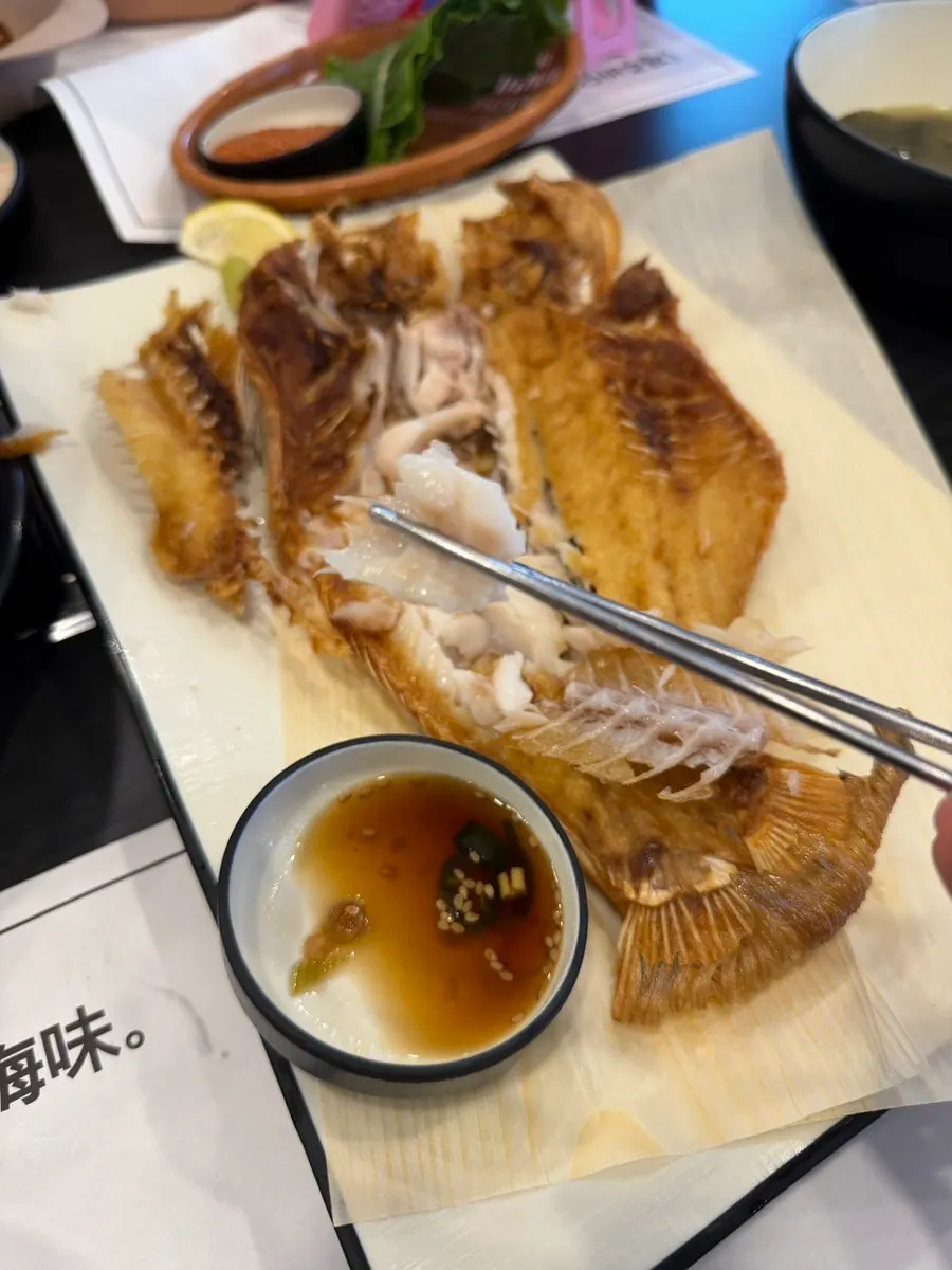 Tilefish flesh picked apart by hand