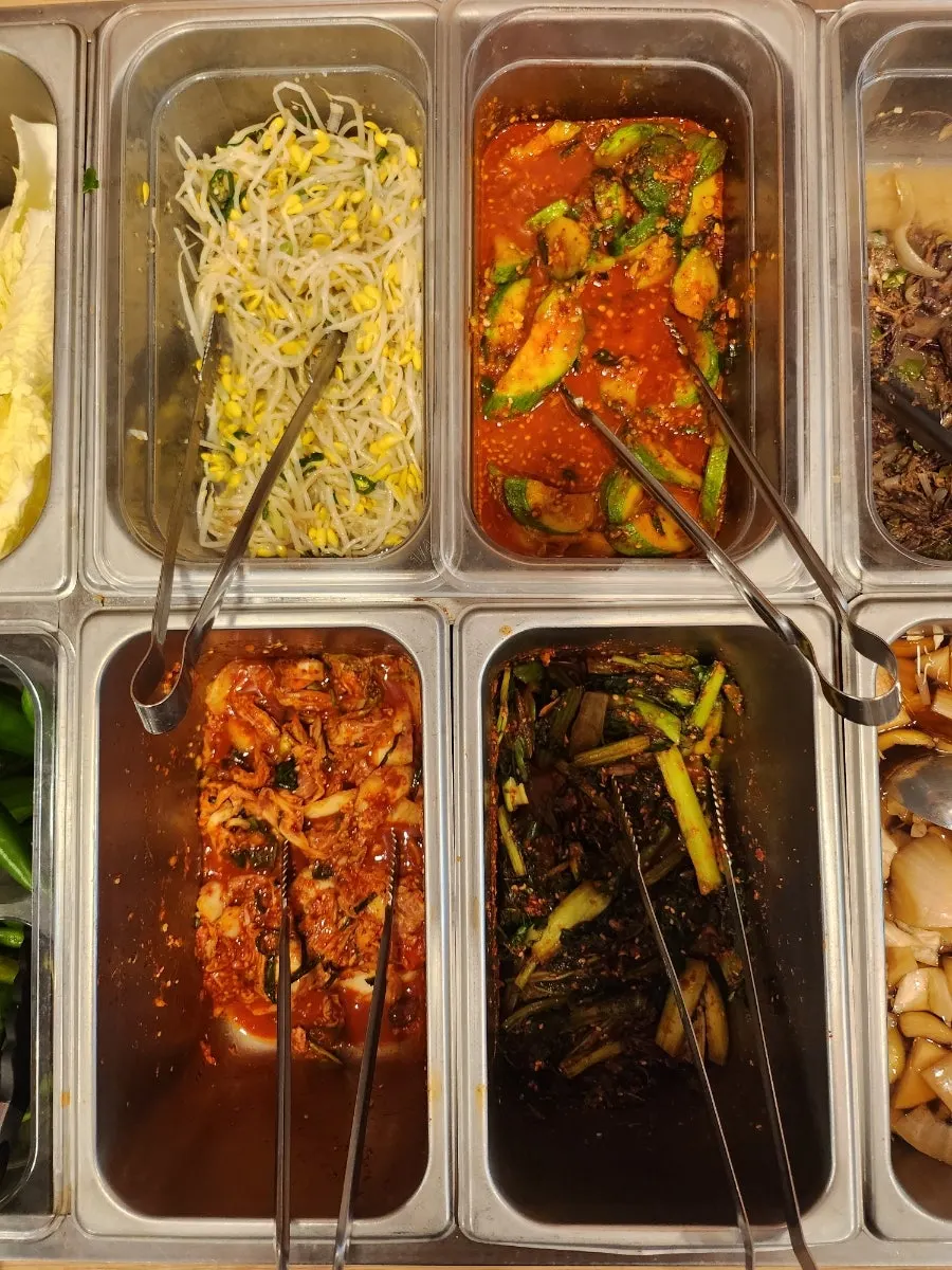 Vertical shot of the self-serve side dish counter