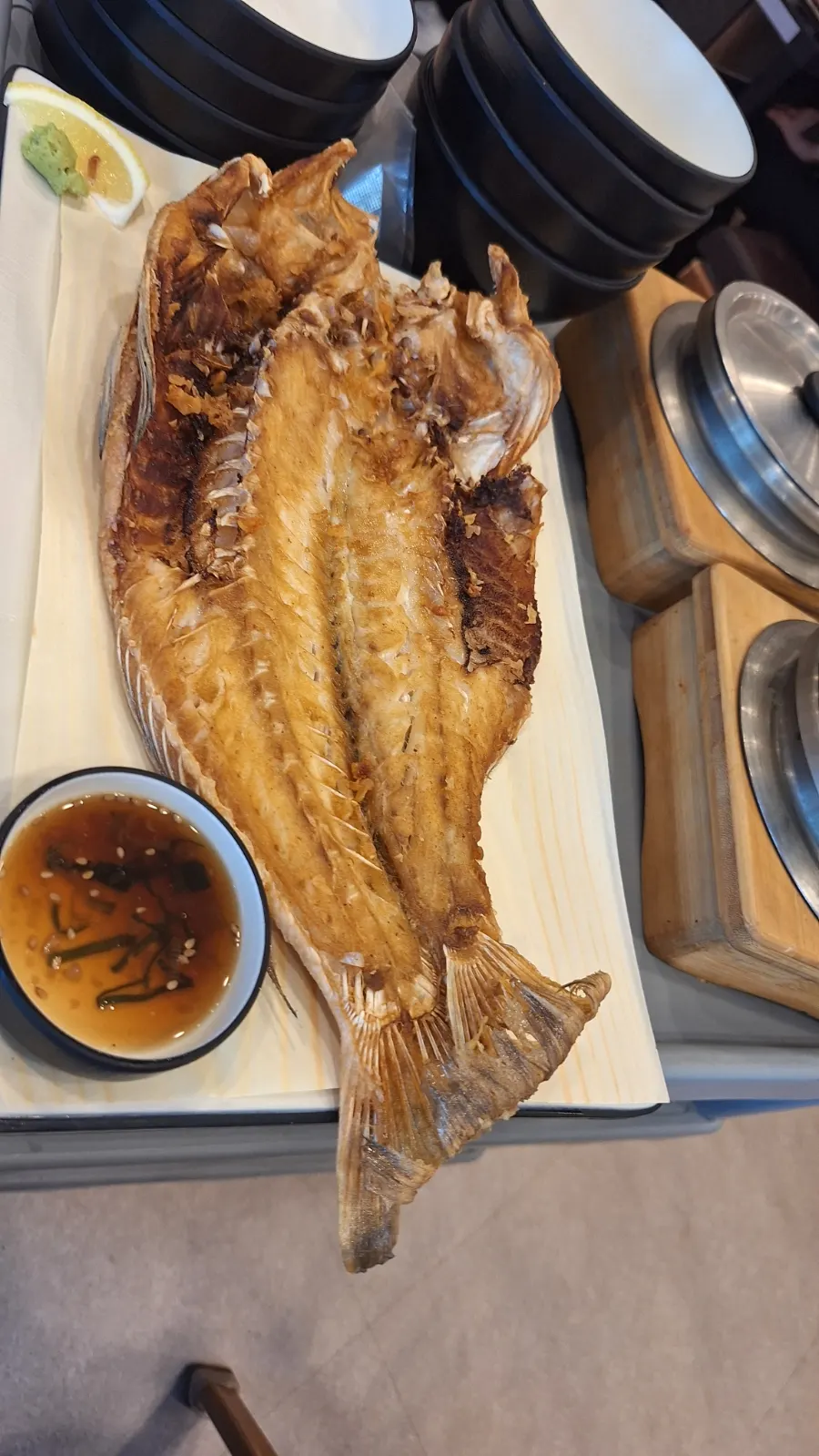 Grilled Jeju giant black tilefish ordered at the neighboring table