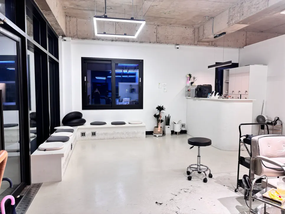 Waiting area inside Boreum Hair Jeju Inje