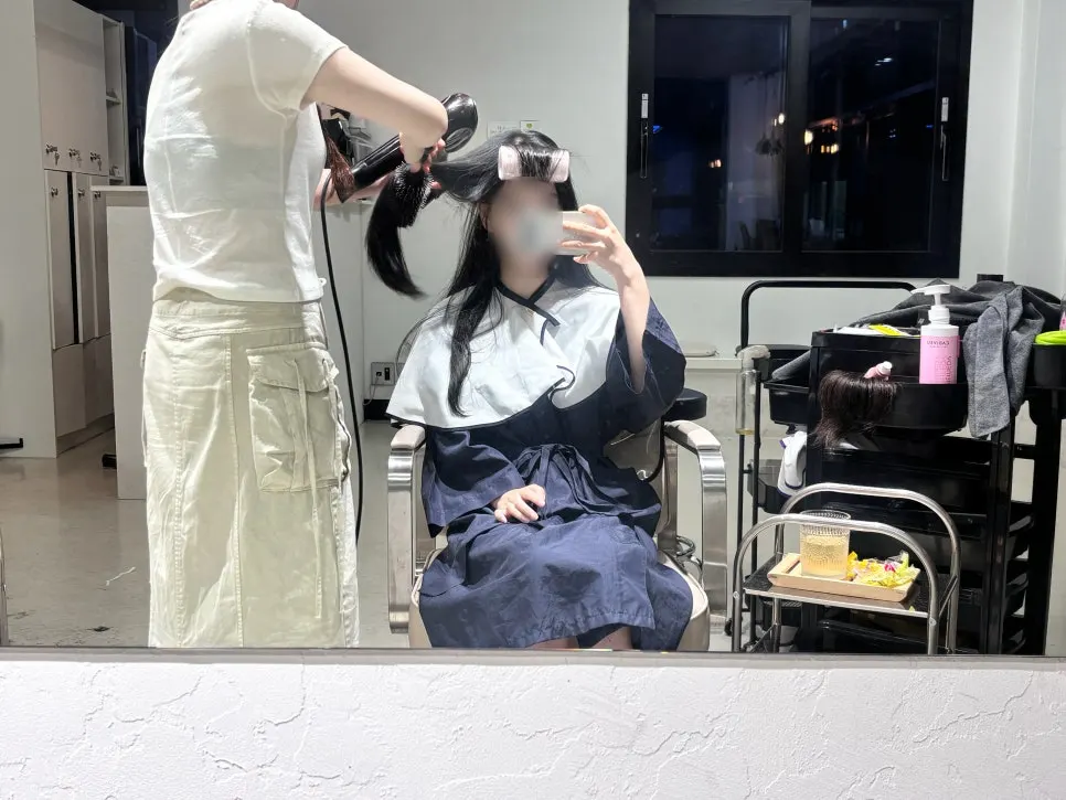Final drying and flat iron styling process