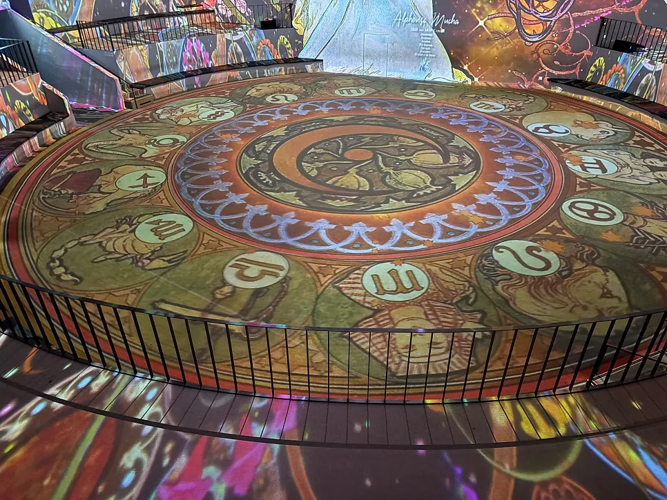 Vivid colors pouring across the main hall