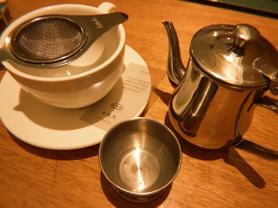Table with tea on a late evening