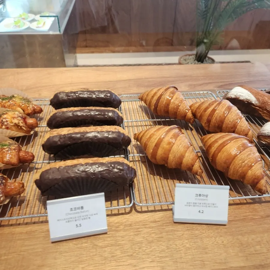 Close-up of Dobana's dessert display case