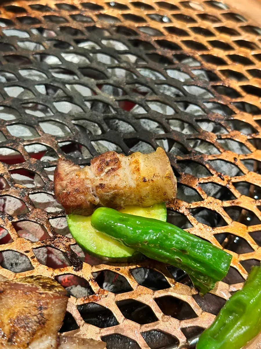 Oegyeopsal served with grilled zucchini