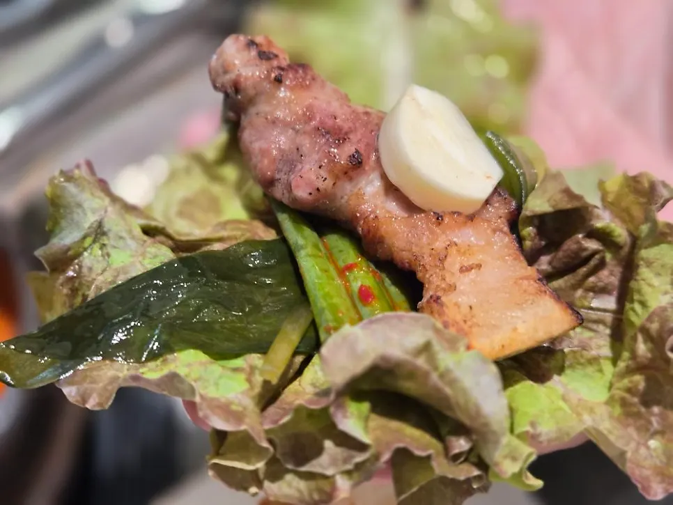 Cross-section of pork belly with the skin still attached