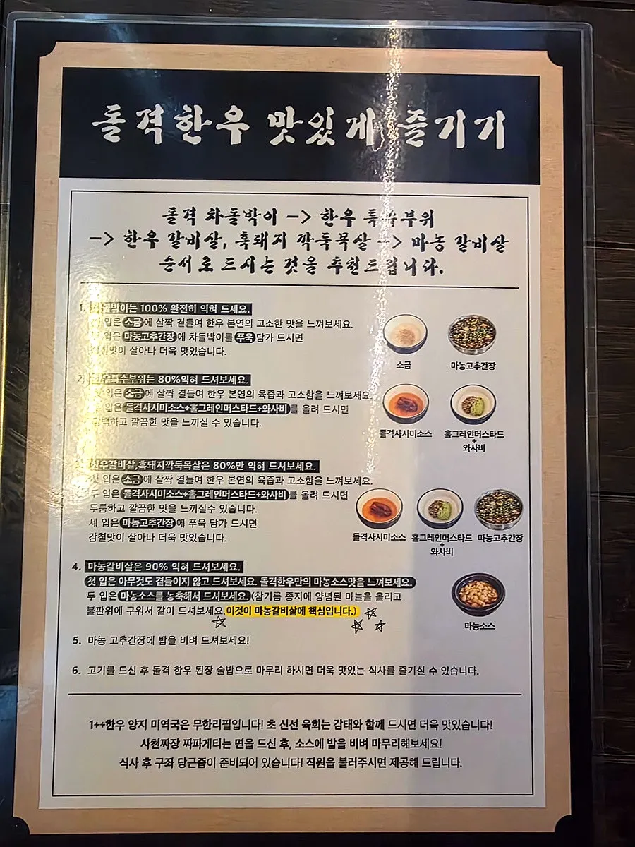한 접시에 담긴 부위별 한우 모습