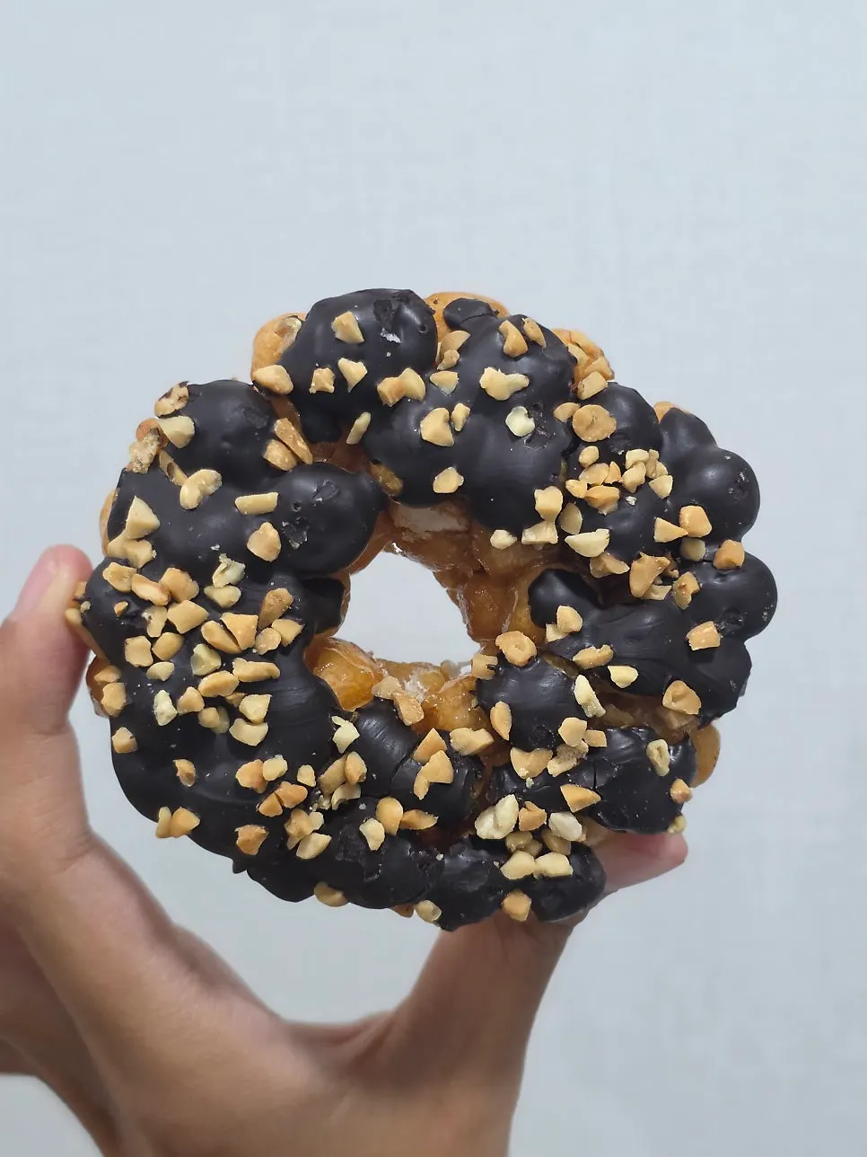 Close-up of choco banana donut oranda