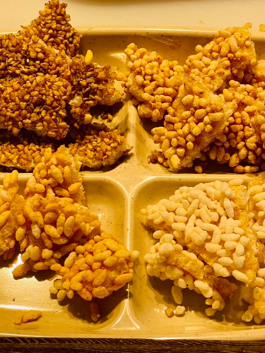 Tasting samples of oranda set out at Cheongchuni Oranda