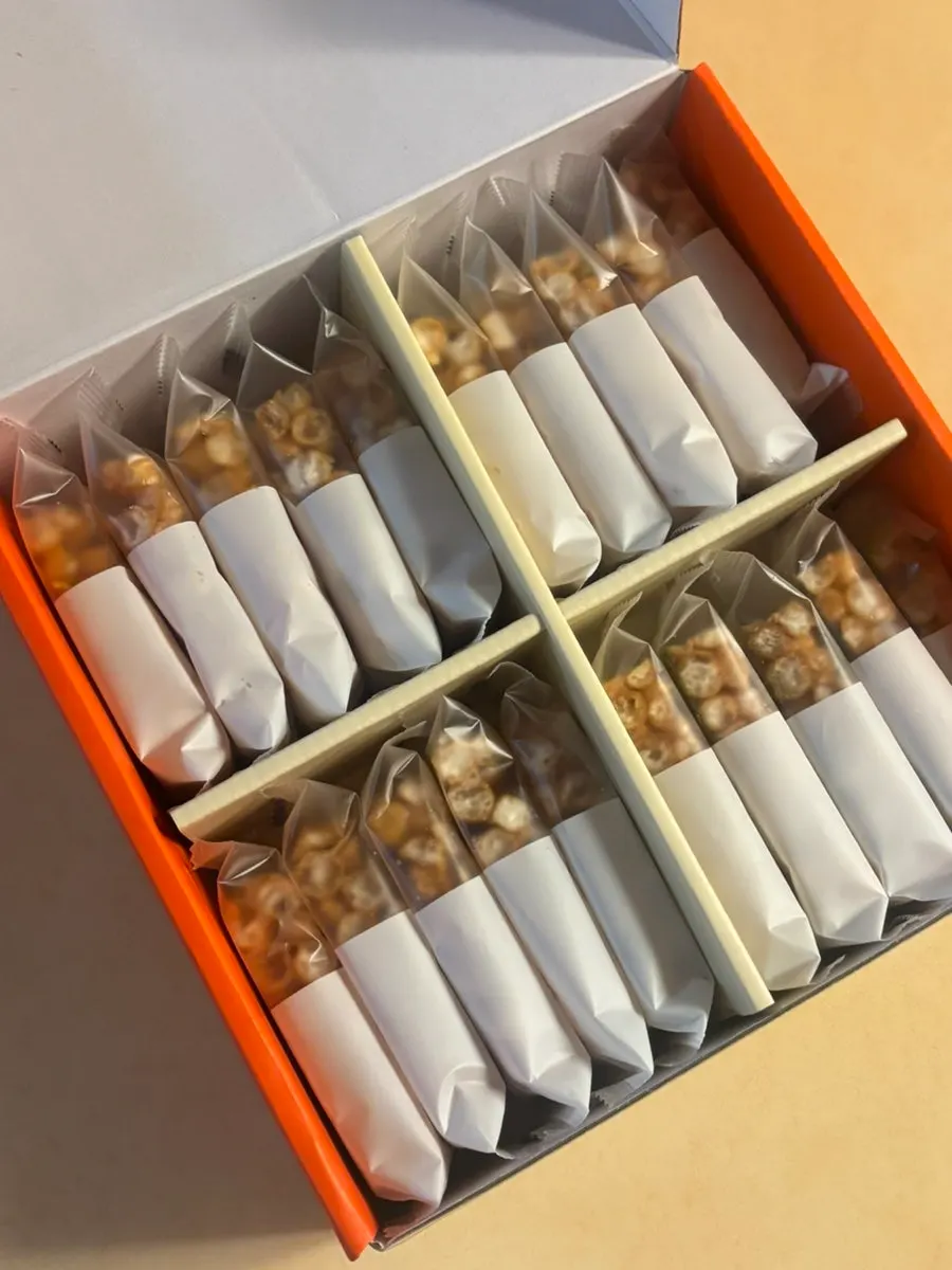 Individual oranda pack opened at home