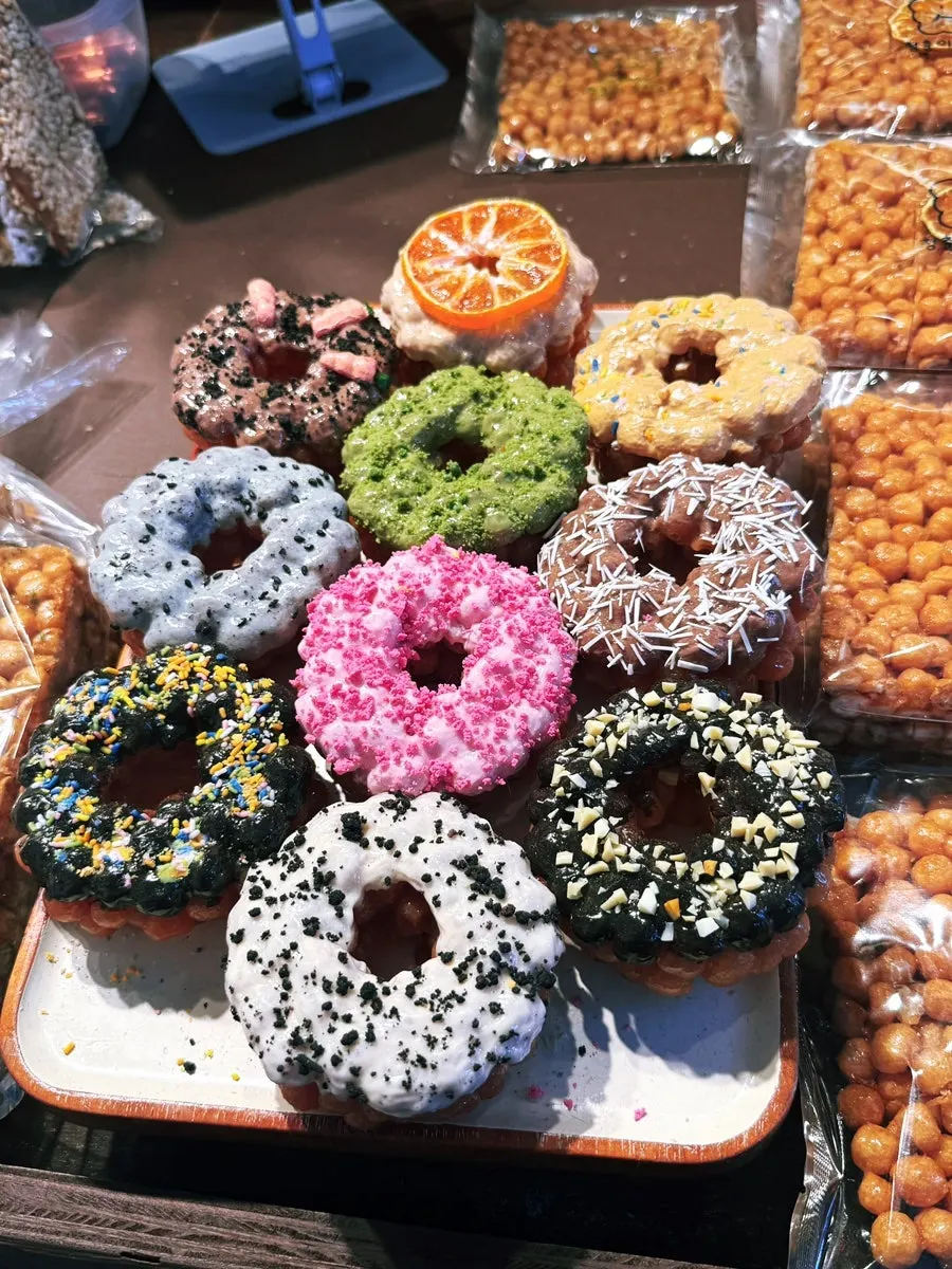 Close-up of oranda donuts that look like mini donuts