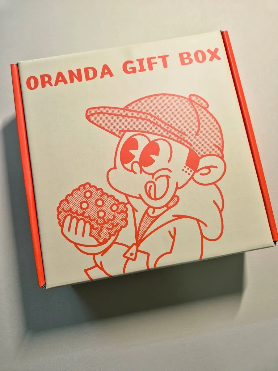 Individually wrapped oranda pieces inside the gift set