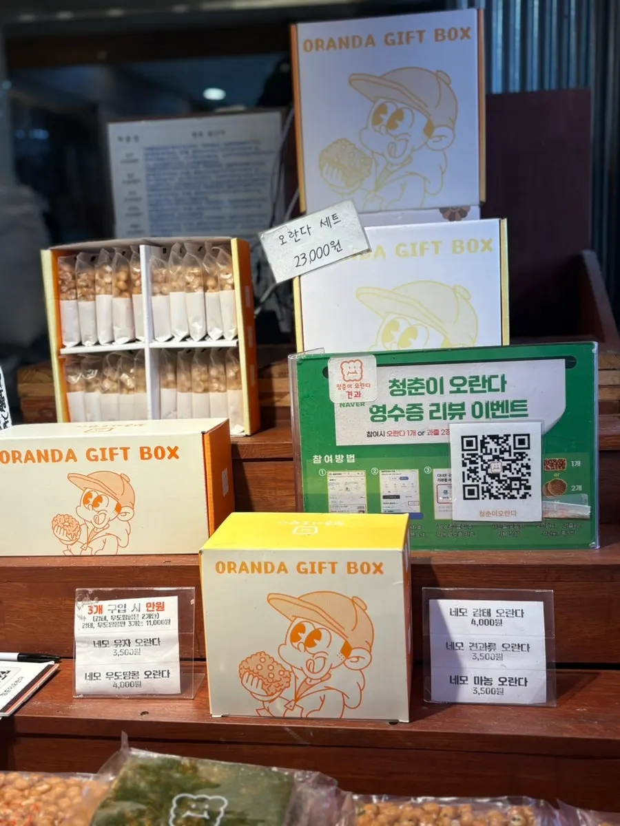 Display case with various types of oranda